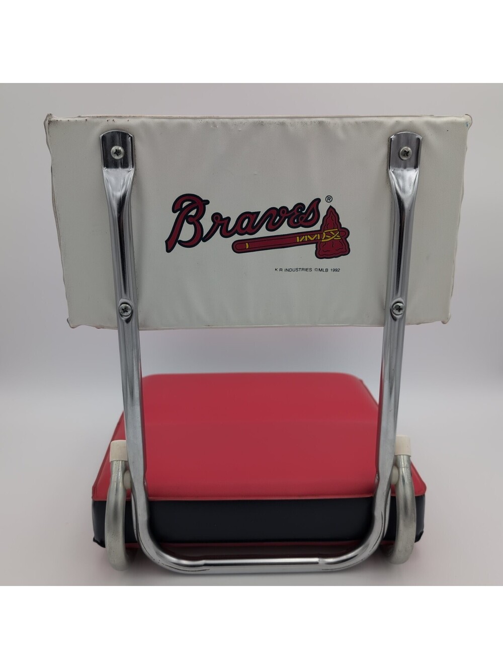 Vintage 90s Atlanta Braves Stadium Seat 1992 Foam Cushion Red Chrome Frame